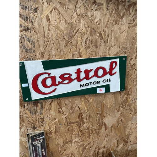 84 - heavy cast iron wall plaque Castrol oil h338