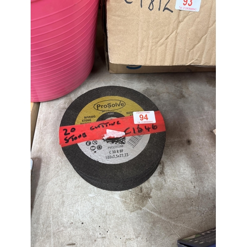 94 - Qty cutting discs stone 180mm