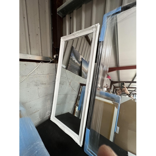 324 - large white framed mirror