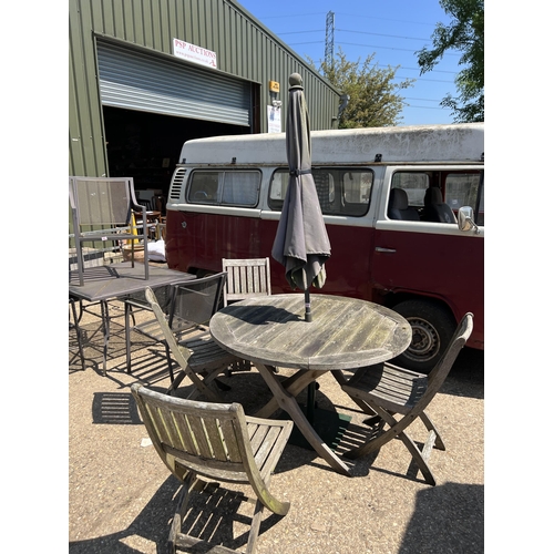 594 - garden table and 4 chairs plus parson a/f...