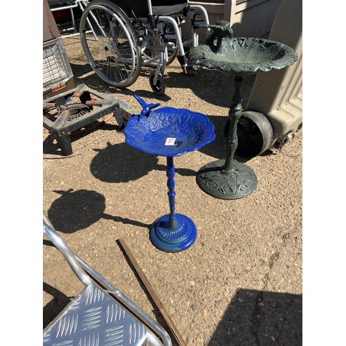 110 - Cast metal blue painted bird bath