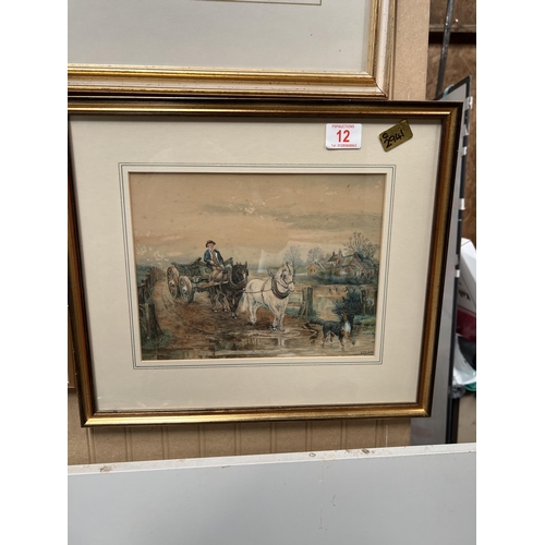 12 - framed water colour signed P Bayliss dated 1902