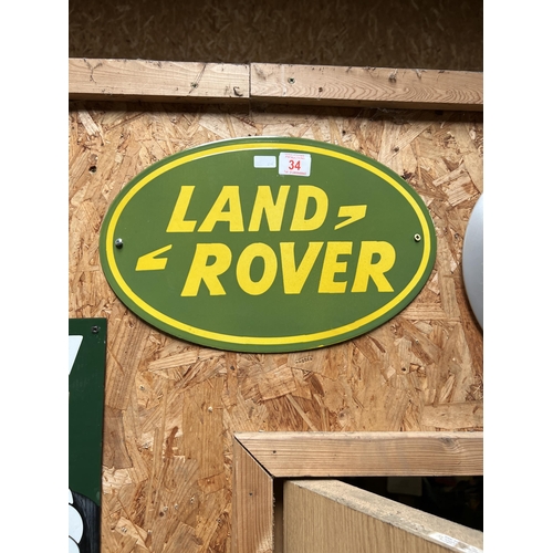 34 - enamel style LAND ROVER sign h