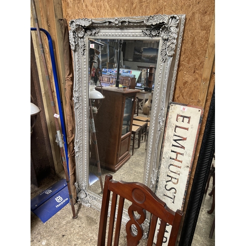 59 - ornate silver framed mirror 86cm x 174cm