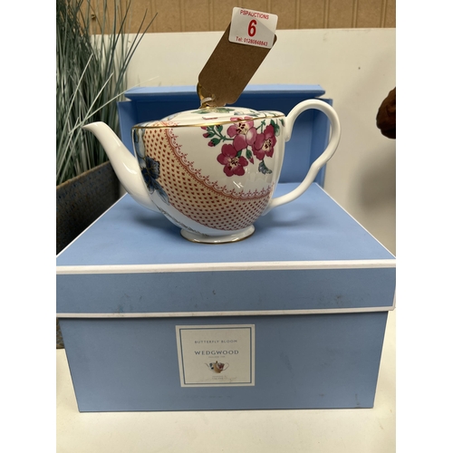 6 - Wedgwood Butterfly bloom teapot with box