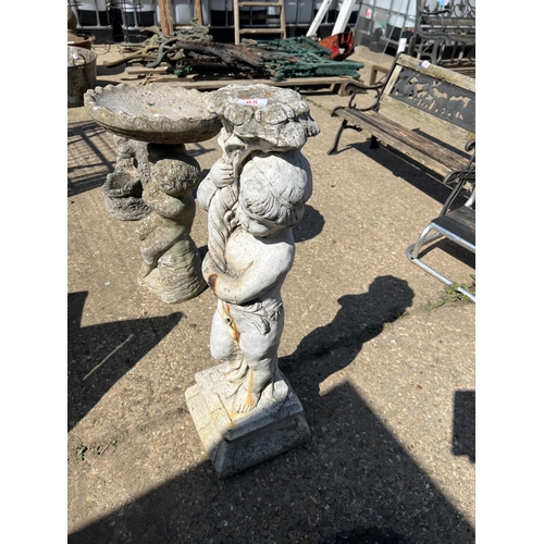 85 - concrete cherub bird bath base only