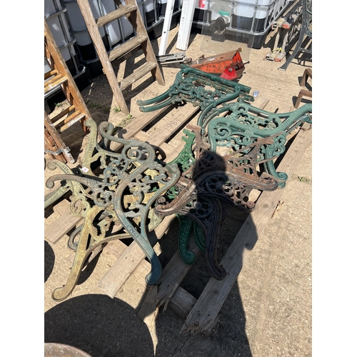 96 - Qty cast iron bench ends