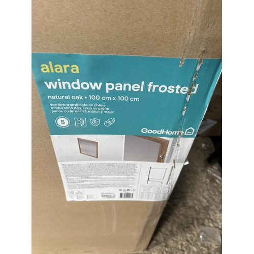 420 - new boxed Alara frosted window panel natural pal frame 100cm x 100cm