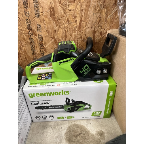 95 - Greenworks 40v chainsaw with battery