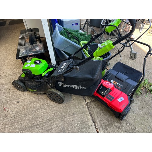 626 - greenworks mower  (self propelled not working)       plus pressure washer       plus works spikier  ... 