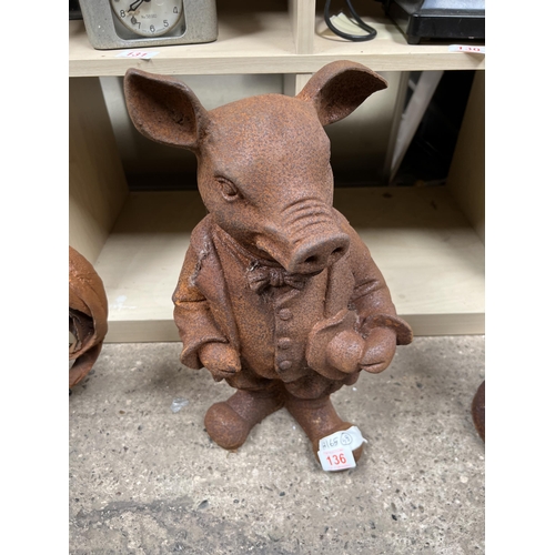 136 - heavy cast iron Mr Pig h165