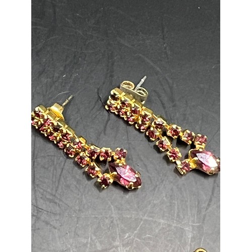 63 - 6 x pairs earrings , yellow / gold coloured designs as per pics