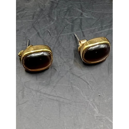 63 - 6 x pairs earrings , yellow / gold coloured designs as per pics