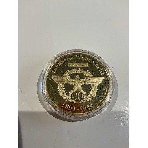 153 - 2 x German coins in capsules , one gold coloured , one silver coloured