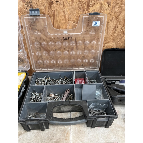 38 - plastic bin of mixed screws