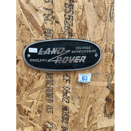 63 - H417  land rover plaque