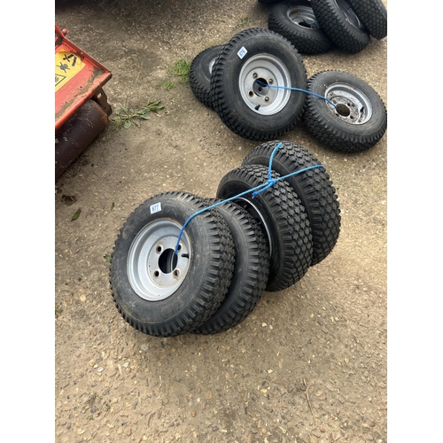 877 - trailer tyres and hubs good condition