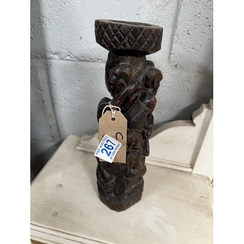 267 - carved African candle holder