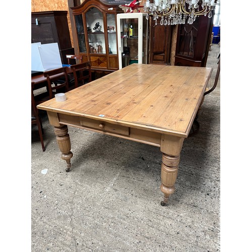 20 - large antique pine dinning table