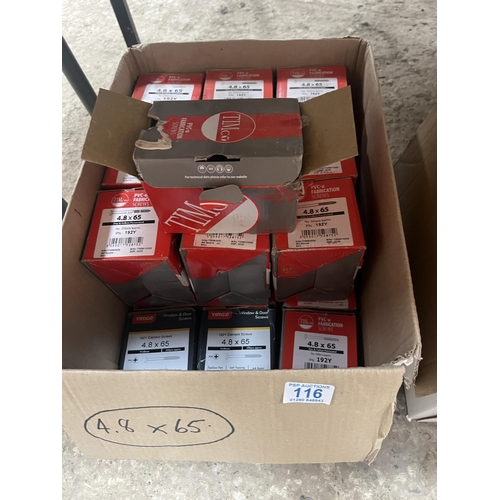 116 - Qty boxes screws 4.8 x 65 ,