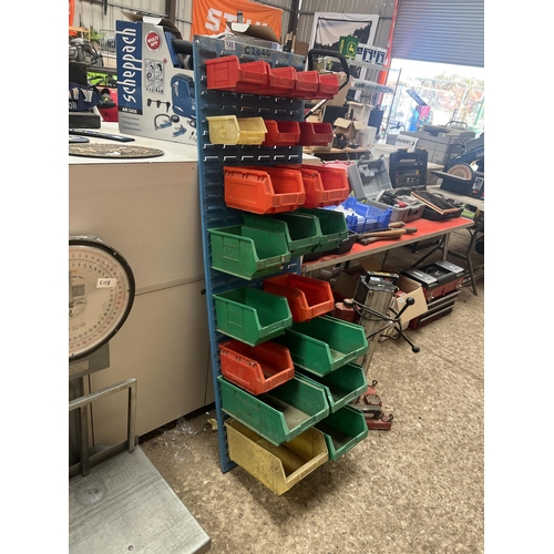 145 - Qty Lin bins plus wall rack