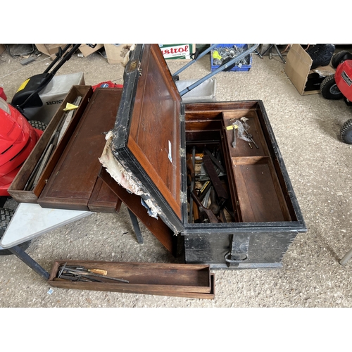 441 - Antique carpenters tool chest plus contents