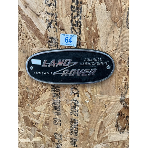 64 - Land Rover plaque h417