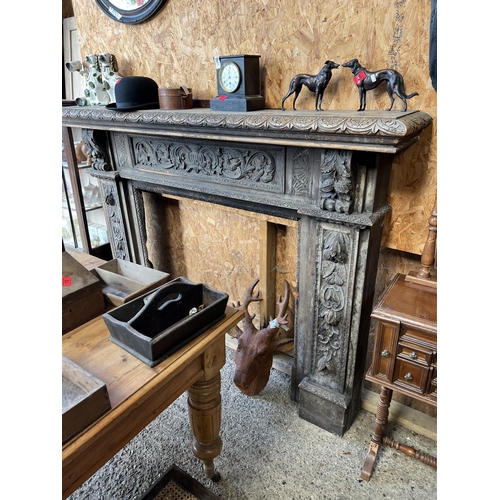 30 - large Antique ornate carved fire surround