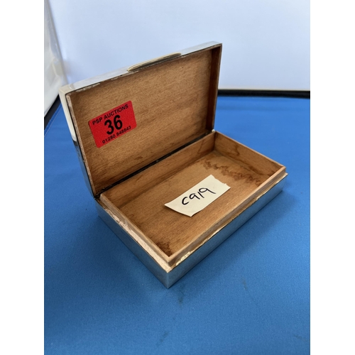 36 - silver hallmarked cigarette box 403 grams