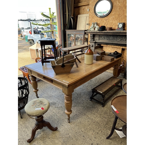 9 - large antique pine dinning table