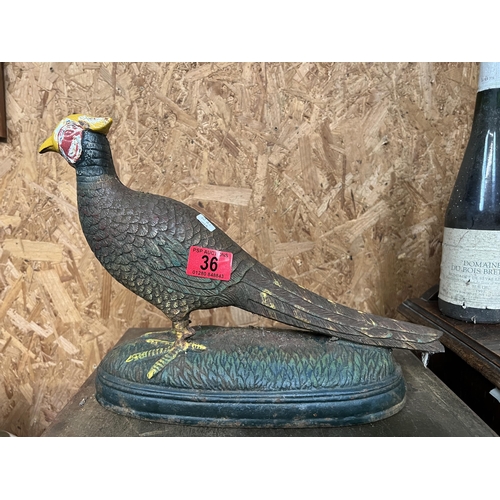 36 - heavy cast iron pheasant door stop r21