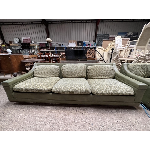 483 - Vintage green leather sofa