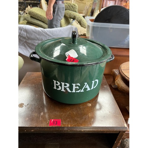 12 - vintage enamel bread bin