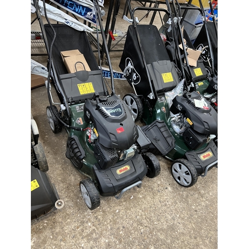 250 - Webb push button start petrol mower with charger but no battery , model WER460ES