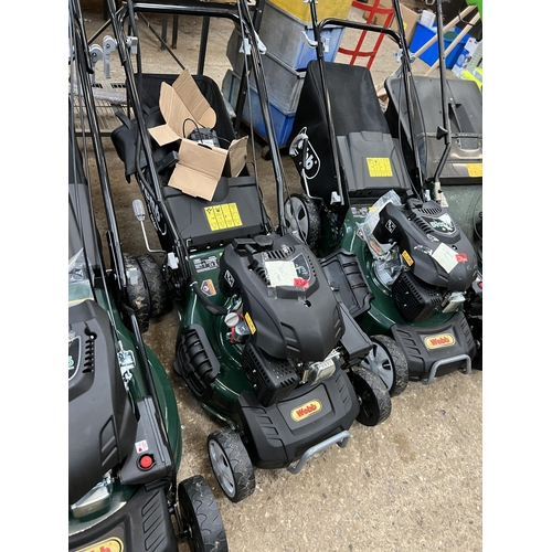 252 - new Webb push button start petrol mower with battery & charger model WER460ES