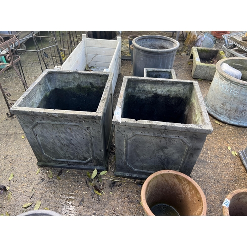 528 - 2 x fibreglass planters 46cm square