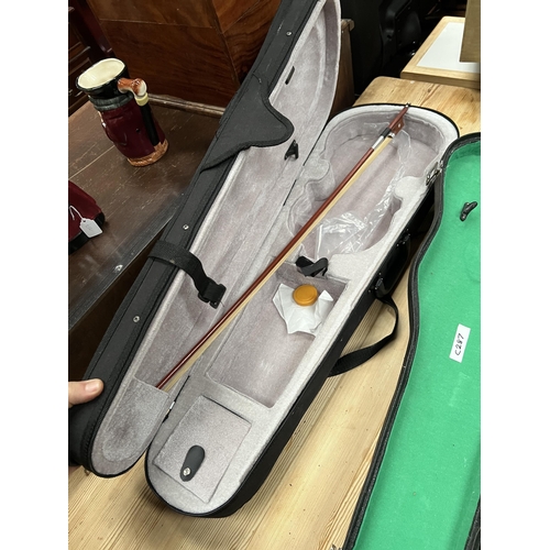 764 - violin case plus bow , ( no violin )