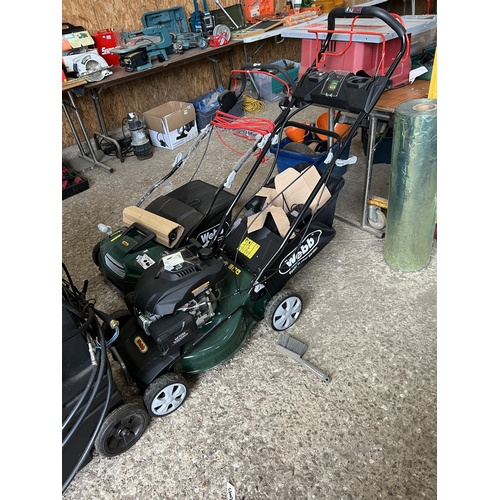 217 - new WEBB push button start petrol mower model WER460ES , with battery & charger...