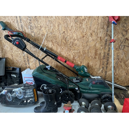 275 - Webb cordless mower & pole hedge cutter with charger / battery