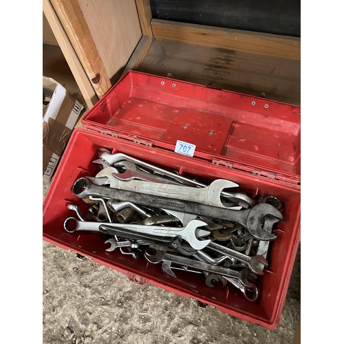 707 - tool box plus contents , Qty spanners