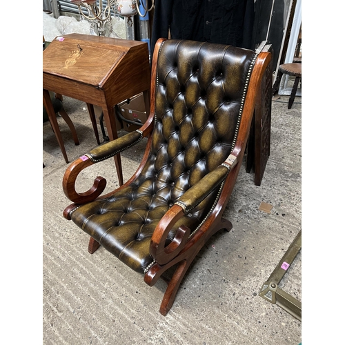 16 - Chesterfield button back slipper chair...