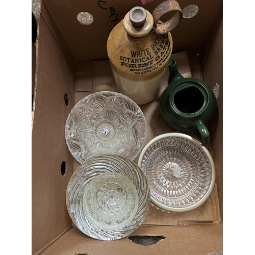 23 - tray mixed includes glazed flagon...