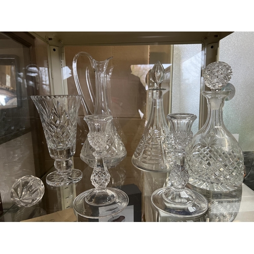 60 - cut glass / crystal decanters / vase / can die sticks / jug...