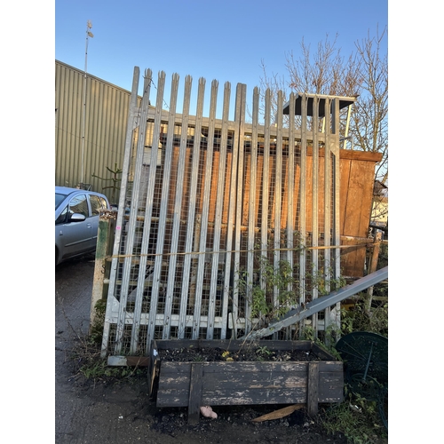 412 - pair large Galvanised security gates approx 8ft x 8ft