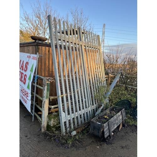 412 - pair large Galvanised security gates approx 8ft x 8ft