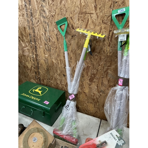 70 - Children’s new garden tools , rake , hoe & broom