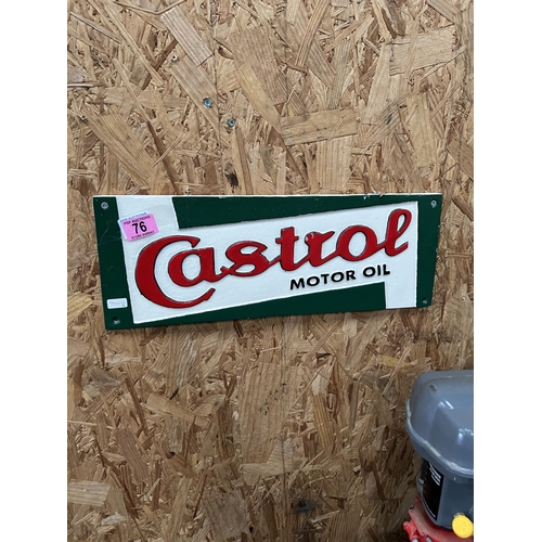 76 - cast iron wall plaque Castrol oil h344