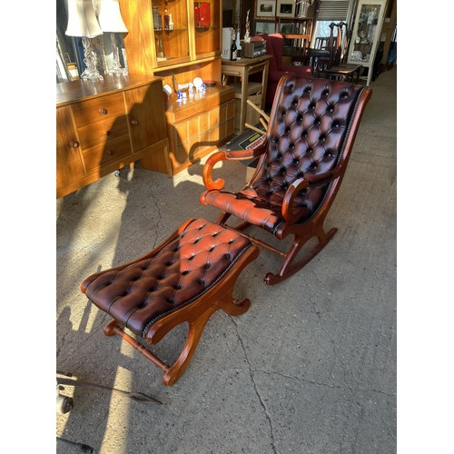 21 - Chesterfield slipper rocking chair plus matching foot stool