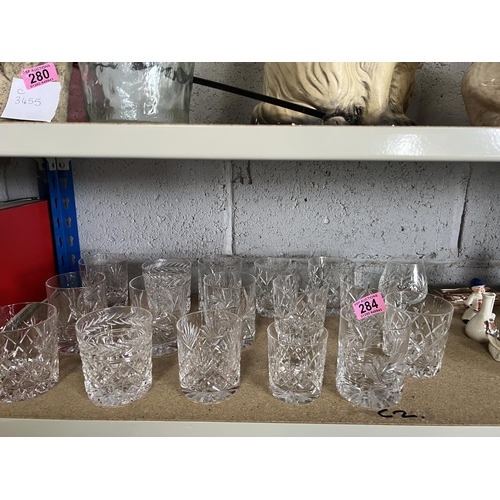 284 - Qty cut crystal drinking glasses