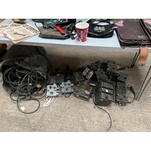 456 - good Qty military / Army armoured vehicle switch boxes plus various cables for switch boxes